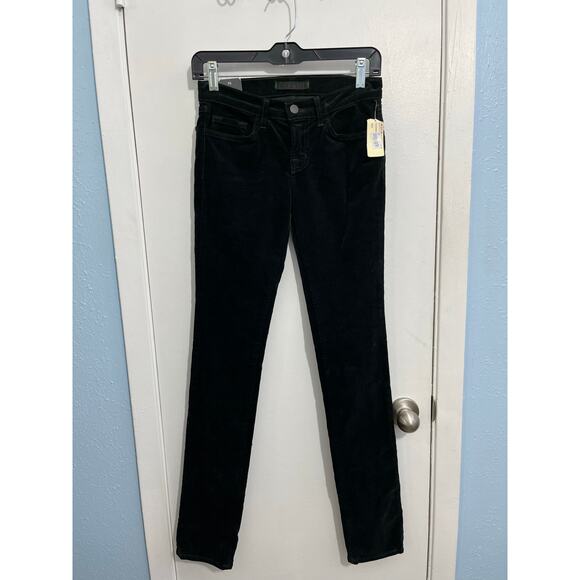 Y2k J Brand Corduroy Pants Size 25 Black Velvet Low Rise Pencil Leg Whimsigoth - Picture 1 of 8
